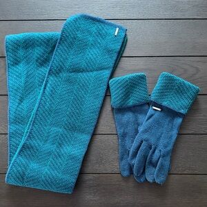Calvin Klein Teal Scarf and Gloves Set
